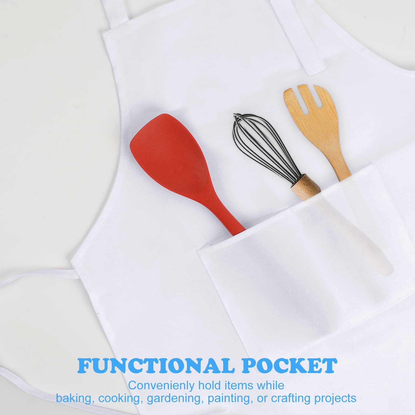 Sunland Kids Apron And Hat Set Children Chef Apron For Cooking Baking Painting White(M:6-12 Years)